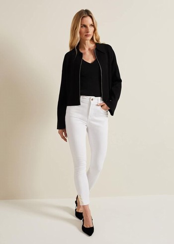 Phase Eight Joelle Button Detail Skinny Trousers White Australia | ZY9180376